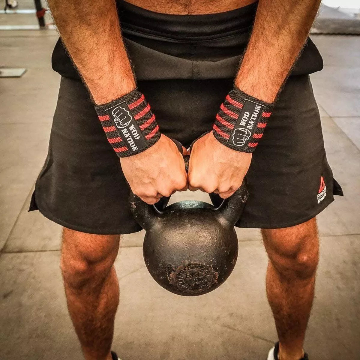WOD Nation Wrist Wraps & Straps for Gym & Weightlifting (18 Inch), Wrist Wraps & Gym Wrist Straps Support for Women,Men - Black/Red