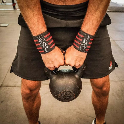 WOD Nation Wrist Wraps & Straps for Gym & Weightlifting (18 Inch), Wrist Wraps & Gym Wrist Straps Support for Women,Men - Black/Red