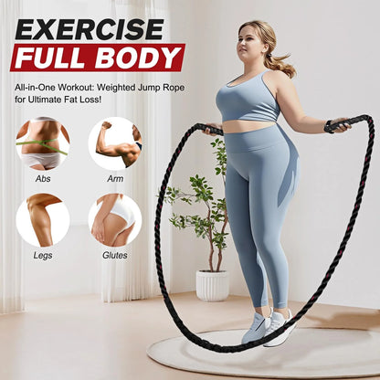 Jump Rope, Weighted Jump Ropes for Men Women, 2.8Lb Heavy Skipping Rope for Exercise, Adult Jumpropes for Home Workout, Improve Strength and Building Muscle,Total Body Workout Equipment