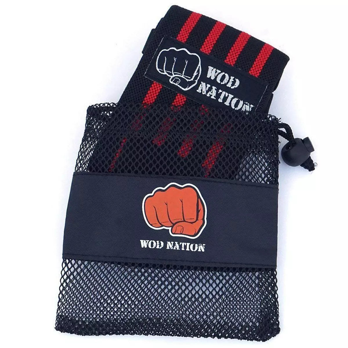 WOD Nation Wrist Wraps & Straps for Gym & Weightlifting (18 Inch), Wrist Wraps & Gym Wrist Straps Support for Women,Men - Black/Red