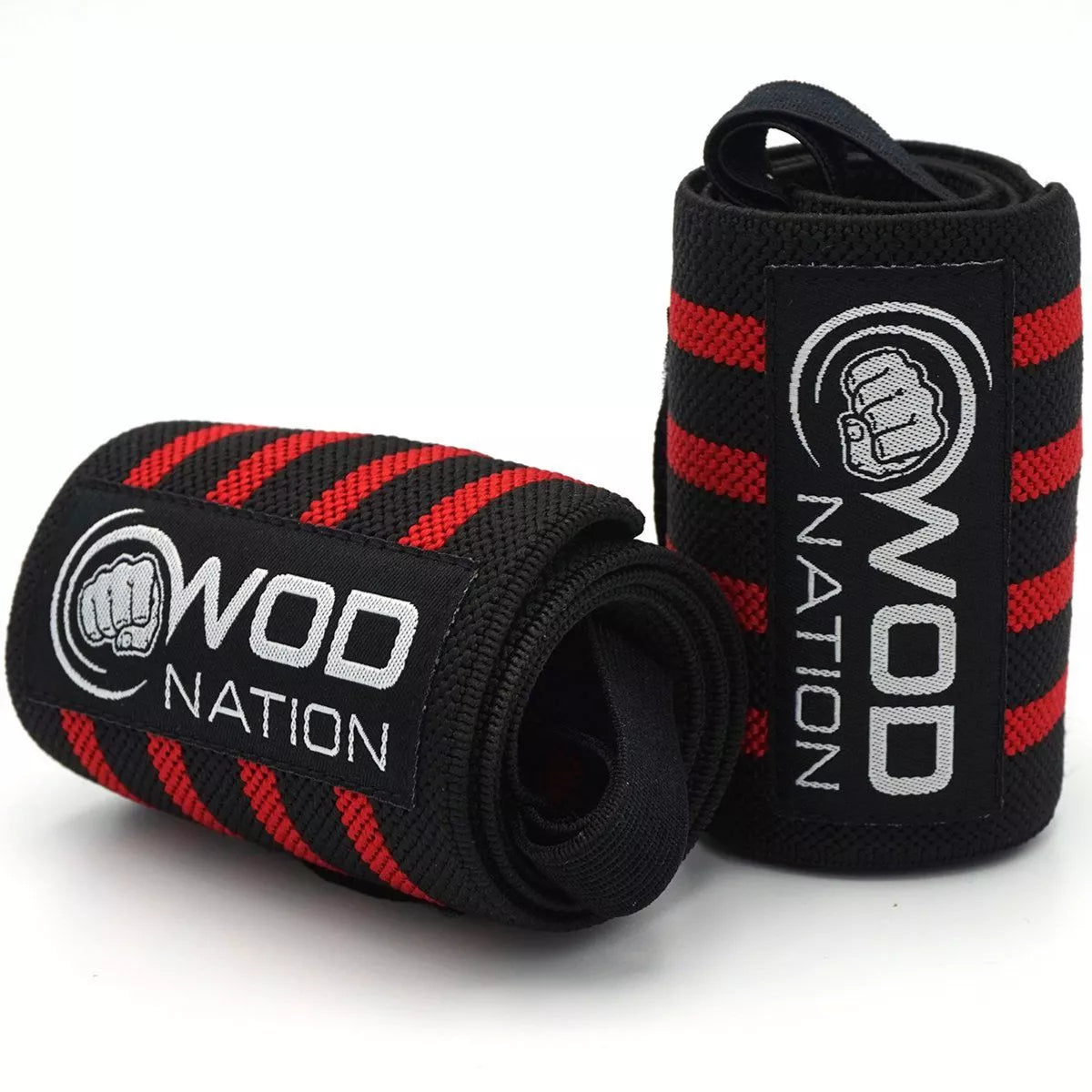 WOD Nation Wrist Wraps & Straps for Gym & Weightlifting (18 Inch), Wrist Wraps & Gym Wrist Straps Support for Women,Men - Black/Red