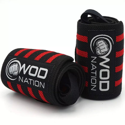 WOD Nation Wrist Wraps & Straps for Gym & Weightlifting (18 Inch), Wrist Wraps & Gym Wrist Straps Support for Women,Men - Black/Red
